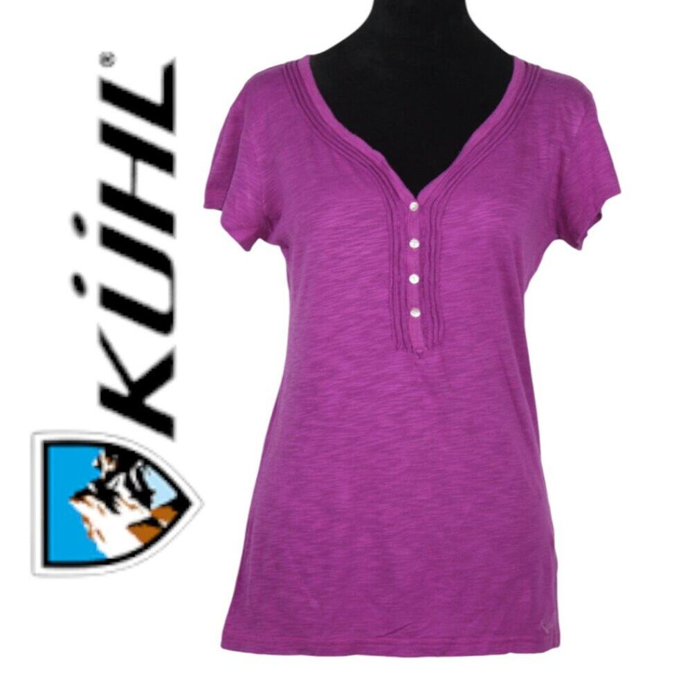Kuhl Magenta V-Neck Short Sleeve T-Shirt Size Medium